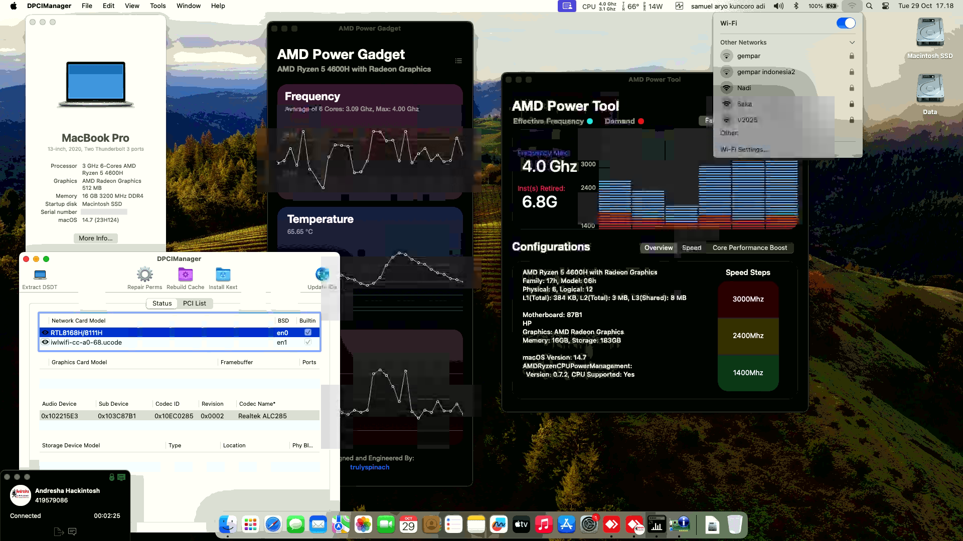 Success Hackintosh macOS Sonoma 14.7 Build 23H124 in HP Pavilion Gaming 15 EC1077AX